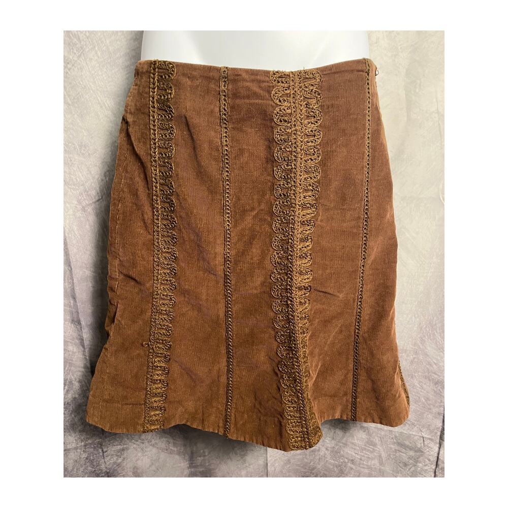 Boden Brown Corduroy Embroidered Skirt – Size 8